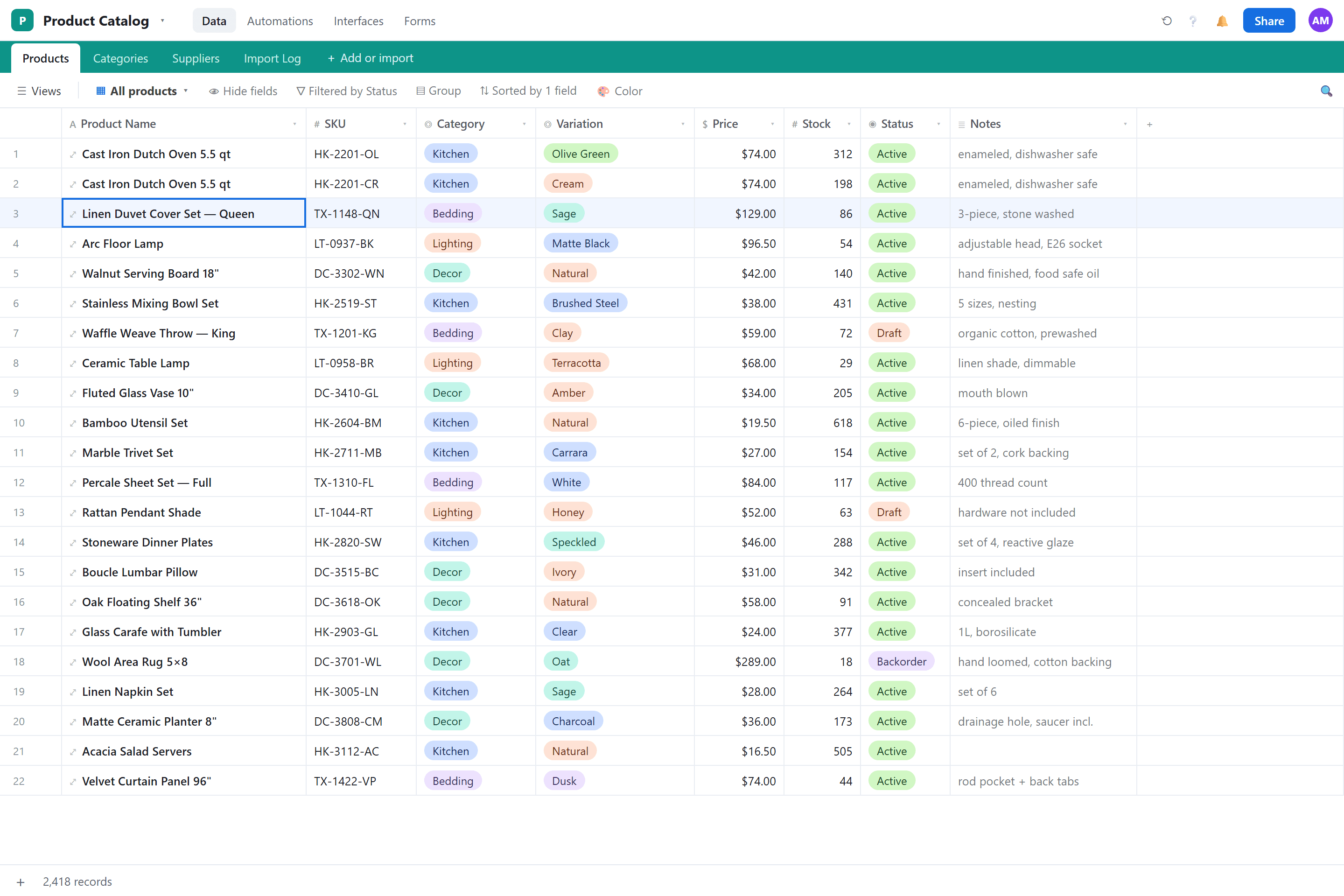 Recreated screenshot: Catalog Management